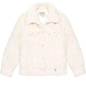 Guess παιδική γούνα cream white
