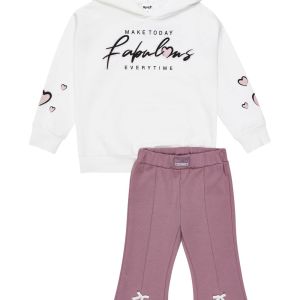 Sprint Παιδικό Σετ Φόρμας Baby Girl με Κουκούλα Εκρού