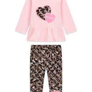 Guess Βρεφικό Σετ 2 Τεμαχίων με Κολάν Animal Print για Κορίτσι