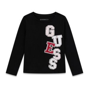 Παιδική Μακρυμάνικη Μπλούζα GUESS Μαύρη με Λογότυπο