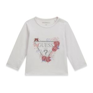 GUESS Βρεφική Μακρυμάνικη Μπλούζα Εκρού με Floral Logo Print