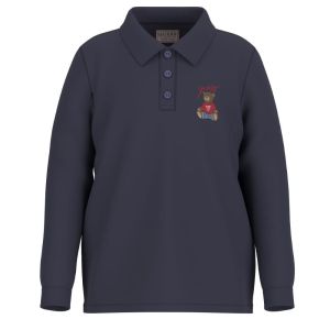 GUESS Μπλε Polo Μπλούζα Μακρυμάνικη με Aρκουδάκι
