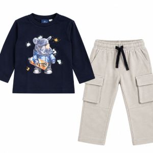 Παιδικό Σετ Chicco με Navy Μπλούζα & Μπεζ Cargo Παντελόνι