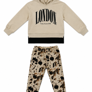 Παιδικό Σετ Trax Μπεζ Φούτερ και Animal Print Κολάν - Image 1