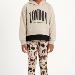 Παιδικό Σετ Trax Μπεζ Φούτερ και Animal Print Κολάν - Image 3
