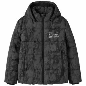Παιδικό Puffer Μπουφάν Name it Ανθρακί με Μοτίβο - Image 4